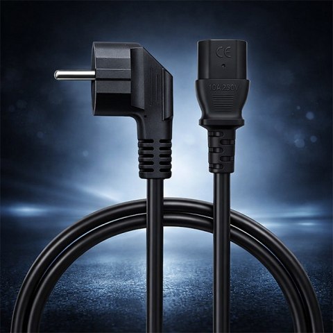Qoltec Kabel zasilający | wtyczka kątowa SCHUKO CEE 7/7 (E/F) | IEC C13 | 3x1.00mm² | Czysta miedź Cu | 2.5m