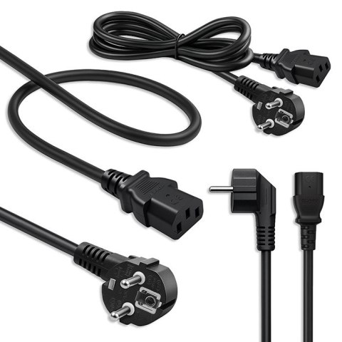 Qoltec Kabel zasilający | wtyczka kątowa SCHUKO CEE 7/7 (E/F) | IEC C13 | 3x1.00mm² | Czysta miedź Cu | 2.5m
