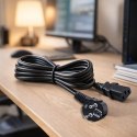 Qoltec Kabel zasilający | wtyczka kątowa SCHUKO CEE 7/7 (E/F) | IEC C13 | 3x1.00mm² | Czysta miedź Cu | 3m