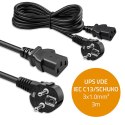 Qoltec Kabel zasilający | wtyczka kątowa SCHUKO CEE 7/7 (E/F) | IEC C13 | 3x1.00mm² | Czysta miedź Cu | 3m