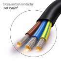 Qoltec Kabel zasilający SCHUKO CEE 7/7 (E/F) | miedź Cu | odizolowany lutowany | 3x0.75 mm² | 3m