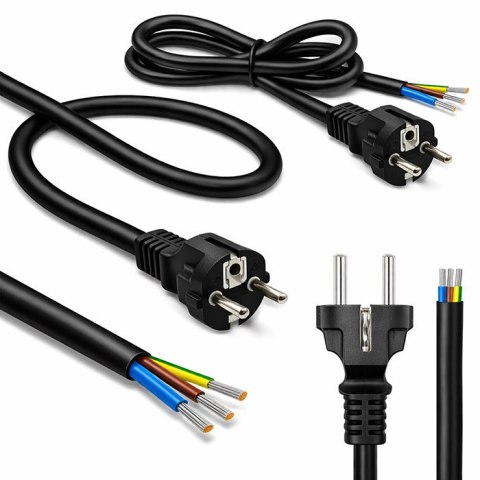 Qoltec Kabel zasilający SCHUKO CEE 7/7 (E/F) | miedź Cu | odizolowany lutowany | 3x1.00 mm² | 1.8m