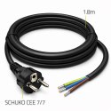Qoltec Kabel zasilający SCHUKO CEE 7/7 (E/F) | miedź Cu | odizolowany lutowany | 3x1.50 mm² | 1.8m