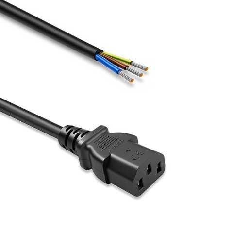 Qoltec Kabel zasilający IEC C13 | odizolowany lutowany | Czysta miedź Cu | 3x0.75mm² | 1.8m