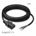 Qoltec Kabel zasilający IEC C13 | odizolowany lutowany | Czysta miedź Cu | 3x0.75mm² | 1.8m