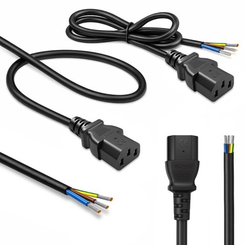 Qoltec Kabel zasilający IEC C13 | odizolowany lutowany | Czysta miedź Cu | 3x0.75mm² | 1.8m