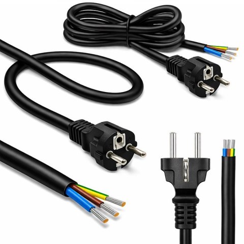 Qoltec Kabel zasilający SCHUKO CEE 7/7 (E/F) | miedź Cu | odizolowany lutowany | 3x1.50 mm² | 3m