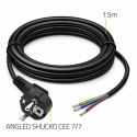 Qoltec Kabel zasilający | wtyczka kątowa SCHUKO CEE 7/7 (E/F) | miedź Cu | odizolowany lutowany | 3x0.75 mm² | 1.5m