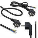 Qoltec Kabel zasilający | wtyczka kątowa SCHUKO CEE 7/7 (E/F) | miedź Cu | odizolowany lutowany | 3x0.75 mm² | 1.5m
