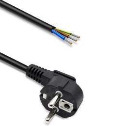 Qoltec Kabel zasilający | wtyczka kątowa SCHUKO CEE 7/7 (E/F) | miedź Cu | odizolowany lutowany | 3x0.75 mm² | 3m