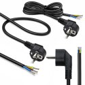 Qoltec Kabel zasilający | wtyczka kątowa SCHUKO CEE 7/7 (E/F) | miedź Cu | odizolowany lutowany | 3x0.75 mm² | 3m
