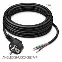 Qoltec Kabel zasilający | wtyczka kątowa SCHUKO CEE 7/7 (E/F) | miedź Cu | odizolowany lutowany | 3x0.75 mm² | 5m