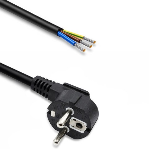 Qoltec Kabel zasilający | wtyczka kątowa SCHUKO CEE 7/7 (E/F) | miedź Cu | odizolowany lutowany | 3x1.00 mm² | 1.8m