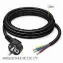 Qoltec Kabel zasilający | wtyczka kątowa SCHUKO CEE 7/7 (E/F) | miedź Cu | odizolowany lutowany | 3x1.00 mm² | 1.8m