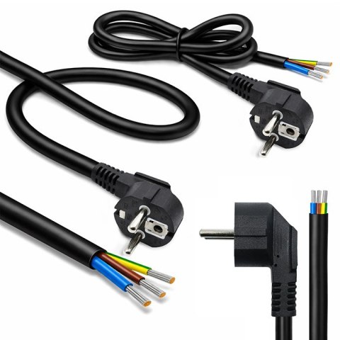 Qoltec Kabel zasilający | wtyczka kątowa SCHUKO CEE 7/7 (E/F) | miedź Cu | odizolowany lutowany | 3x1.00 mm² | 1.8m