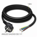 Qoltec Kabel zasilający | wtyczka kątowa SCHUKO CEE 7/7 (E/F) | miedź Cu | odizolowany lutowany | 3x1.50 mm² | 1.8m