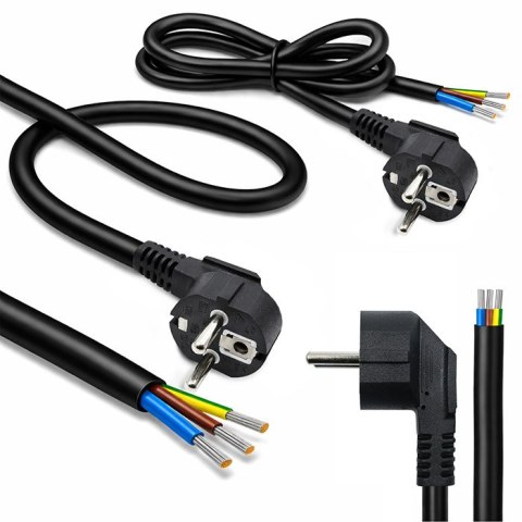 Qoltec Kabel zasilający | wtyczka kątowa SCHUKO CEE 7/7 (E/F) | miedź Cu | odizolowany lutowany | 3x1.50 mm² | 1.8m