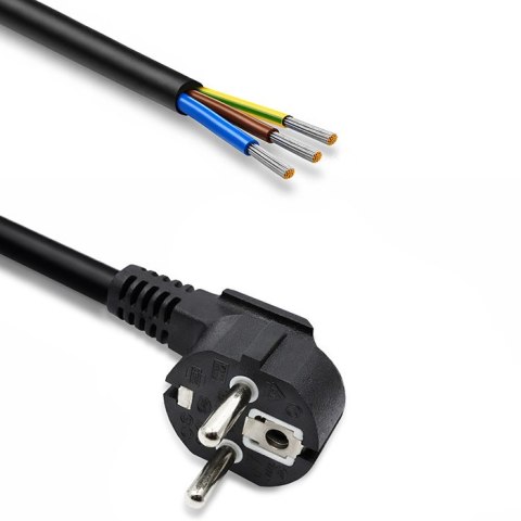 Qoltec Kabel zasilający | wtyczka kątowa SCHUKO CEE 7/7 (E/F) | miedź Cu | odizolowany lutowany | 3x1.50 mm² | 3m