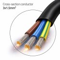 Qoltec Kabel zasilający | wtyczka kątowa SCHUKO CEE 7/7 (E/F) | miedź Cu | odizolowany lutowany | 3x1.50 mm² | 3m
