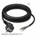 Qoltec Kabel zasilający | wtyczka kątowa SCHUKO CEE 7/7 (E/F) | miedź Cu | odizolowany lutowany | 3x1.50 mm² | 3m
