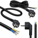 Qoltec Kabel zasilający | wtyczka kątowa SCHUKO CEE 7/7 (E/F) | miedź Cu | odizolowany lutowany | 3x1.50 mm² | 5m