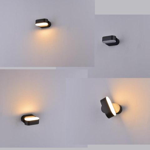 Kinkiet ścienny V-TAC 6W LED czarny IP65 obrotowy 350st VT-816 3000K 722lm