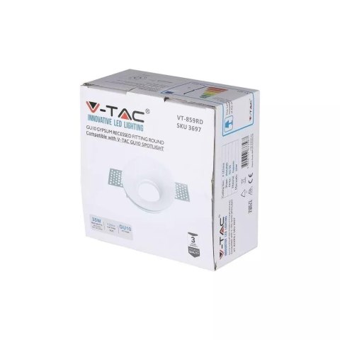 Oczko V-TAC gips GU10 wpuszczane okrągłe białe fi.103 V-TAC VT-859RD