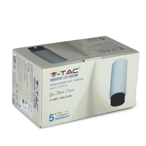 Oprawa V-TAC gips beton GU10 natynkowa biały/czarny mat VT-865-GBM 5 lat gwarancji