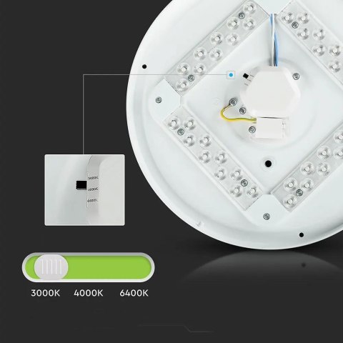 Oprawa sufitowa plafoniera V-TAC 18W LED mleczny zmiana koloru CCT fi.310 VT-8418 3000K-6400K 1800lm