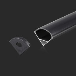 Profil aluminiowy kątowy czarny V-TAC 2mb klosz czarny VT-8109