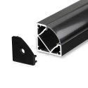 Profil aluminiowy kątowy czarny V-TAC 2mb klosz czarny VT-8114