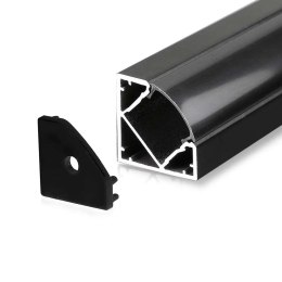 Profil aluminiowy kątowy czarny V-TAC 2mb klosz czarny VT-8114