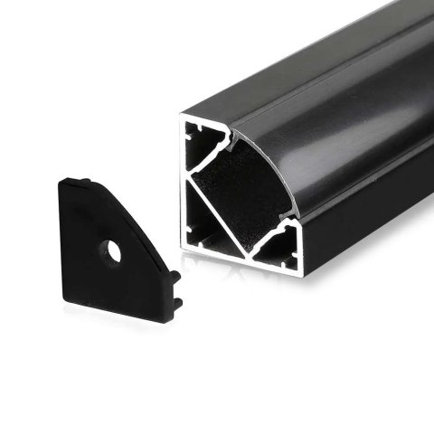 Profil aluminiowy kątowy czarny V-TAC 2mb klosz czarny VT-8114