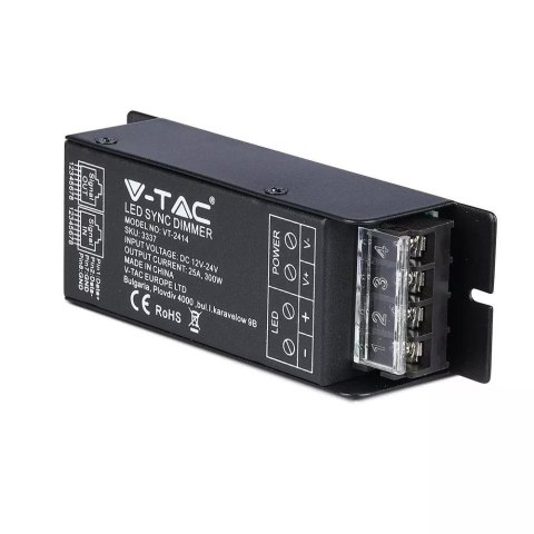 Sterownik taśm LED jednokolorowy radiowy 12V/24V 300W/600W 25A RJ45 V-TAC VT-2414