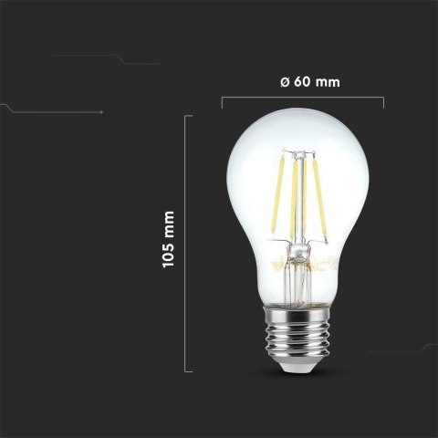 Żarówka LED 6W filament E27 A60 V-TAC VT-1887 3000K 600lm