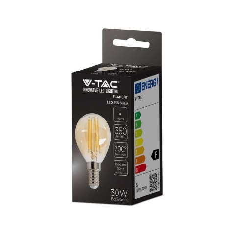 Żarówka LED V-TAC 4W filament E14 P45 kulka bursztyn VT-1953 2200K 350lm