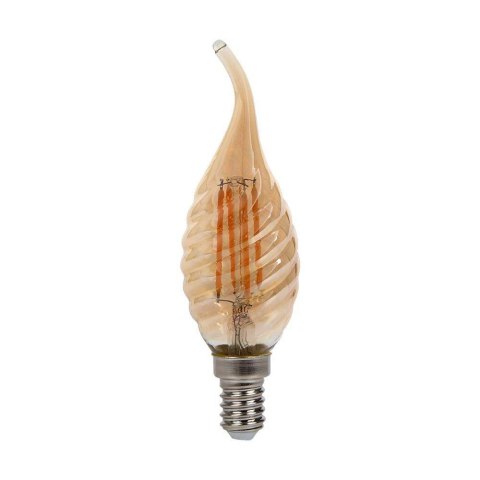 Żarówka LED V-TAC 4W filament E14 świeczka bursztyn płomyk twist VT-1947 2200K 350lm