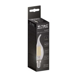 Żarówka LED V-TAC 4W filament E14 świeczka płomyk VT-1997 4000K 400lm