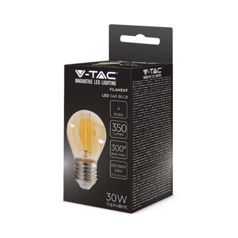 Żarówka LED V-TAC 4W filament E27 G45 bursztyn VT-1957 2200K 350lm