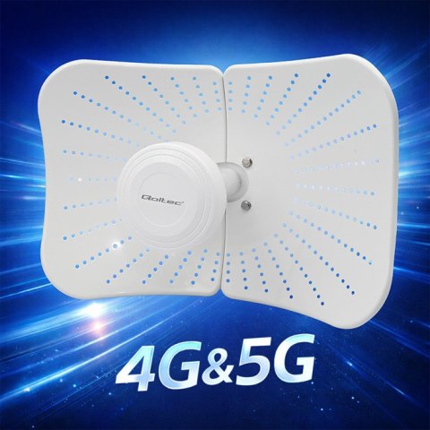 Qoltec Antena paraboliczna 4G 5G LTE | 2x19dBi | kierunkowa | zewnętrzna | LTE 600-2700 MHz | 5G 3300-4200 MHz | N Female | wodo