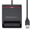 Qoltec Inteligentny czytnik chipowych kart ID SCR-0642 | USB 2.0 + Adapter USB-C