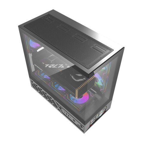 Obudowa komputerowa DarkFlash DS950V z wyświetlaczem (czarna) + 6 wentylatorów