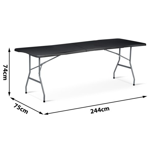 Stół cateringowy ogrodowy składany 244 cm Plonos czarny