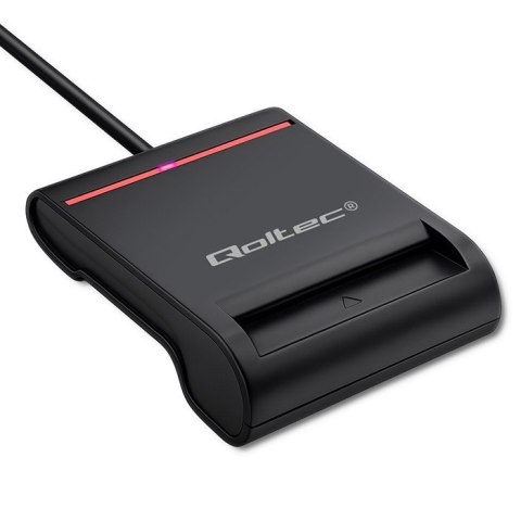 Qoltec Inteligentny czytnik chipowych kart ID SCR-0642 | USB 2.0 + Adapter USB-C