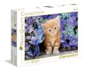 Clementoni: Puzzle 500el. HQ - Rudy kociak w kwiatach