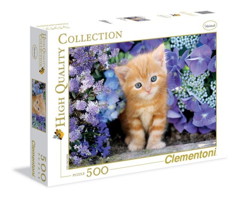 Clementoni: Puzzle 500el. HQ - Rudy kociak w kwiatach