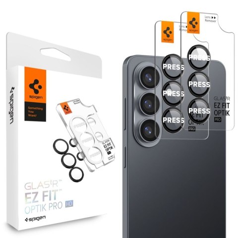 Spigen Optik Pro HD GLAS.TR EZ Fit Camera Protector 2-Pack - Szkło ochronne na obiektyw do Samsung Galaxy S26 (2 szt)(Czarny)