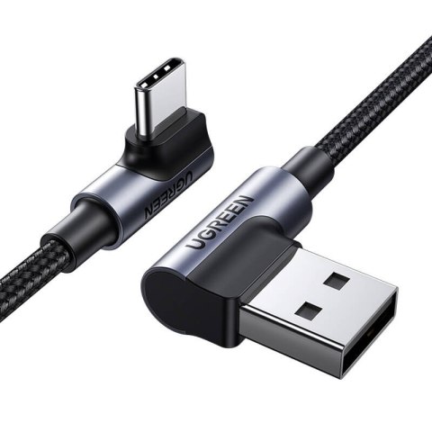 Kabel UGREEN US176 USB-A-USB-C 2m kątowy (czarny)