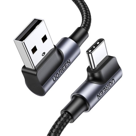 Kabel UGREEN US176 USB-A-USB-C 2m kątowy (czarny)