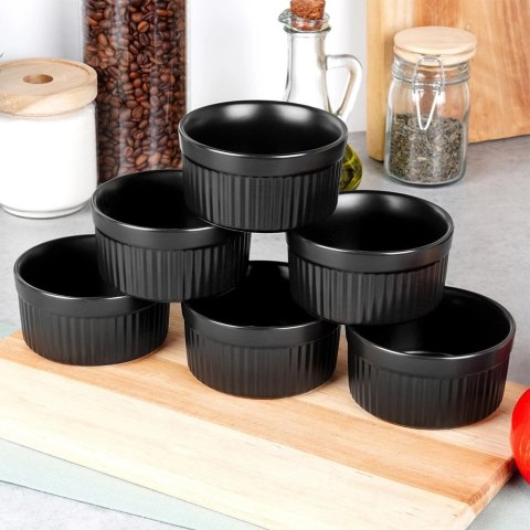 Miseczki do Zapiekania Pieczenia Ceramiczne Czarne VILDE 260 ml 6 szt.